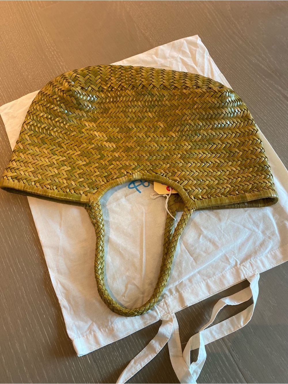 Dragon Diffusion Olive Woven Top-Handle Tote
